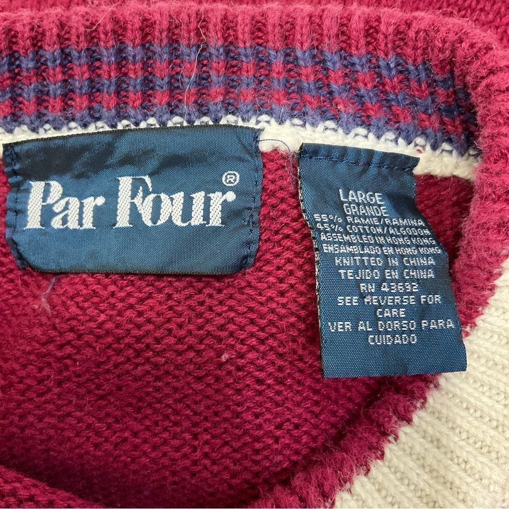 Par Four Vintage 90’s Men's Multicolor Argyle Golf Golfer Printed Crew Sweater L - Picture 8 of 10